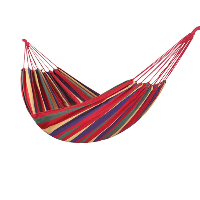 Outdoor Thickened Canvas Hammock Camping Swing Net Hed Anti Rollover Striped Hanging Chair 260418