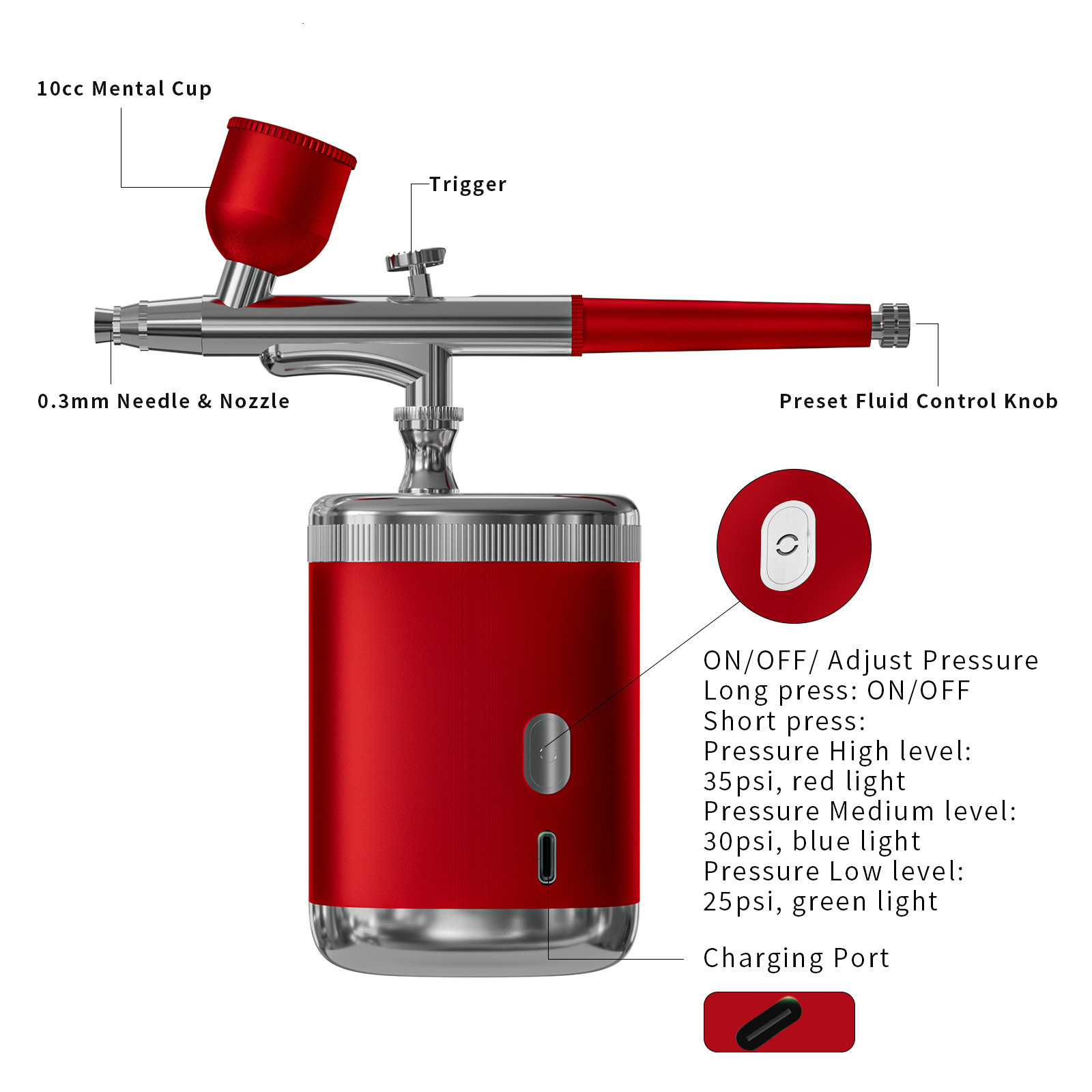 Dual-action Mini Air Compressor Kit Nail Airbrush for Nails Cake Tattoo Makeup Paint Air Spray Gun Oxygen Injector 240716