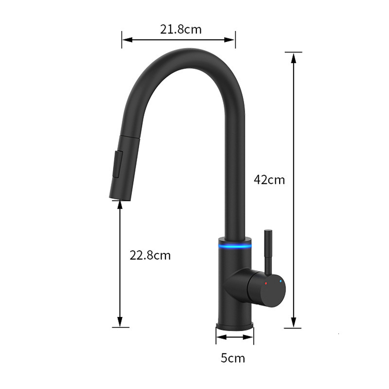 Touch Control Sensor Faucet Kitchen Pull-out Hot and Cold Water Faucet Universal Retractable Sink Vegetable Washing Basin Faucet240929