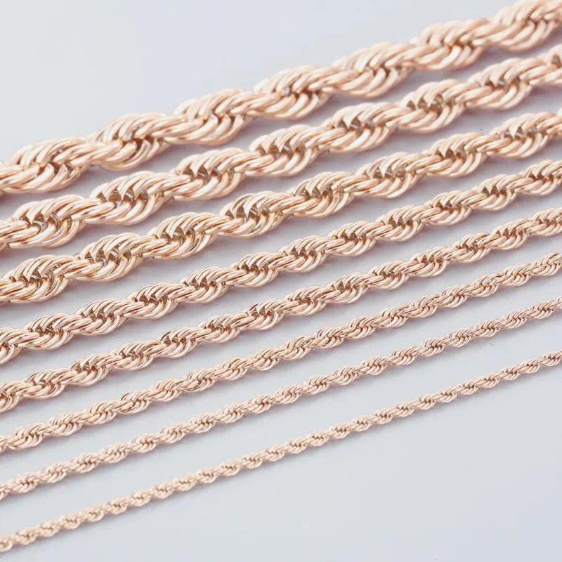 Chains 2/2.4/3/4/5/6/7/8mm Wide Rope Chain Necklace Stainless Steel Choker Men Women Jewelry Rose Gold Color