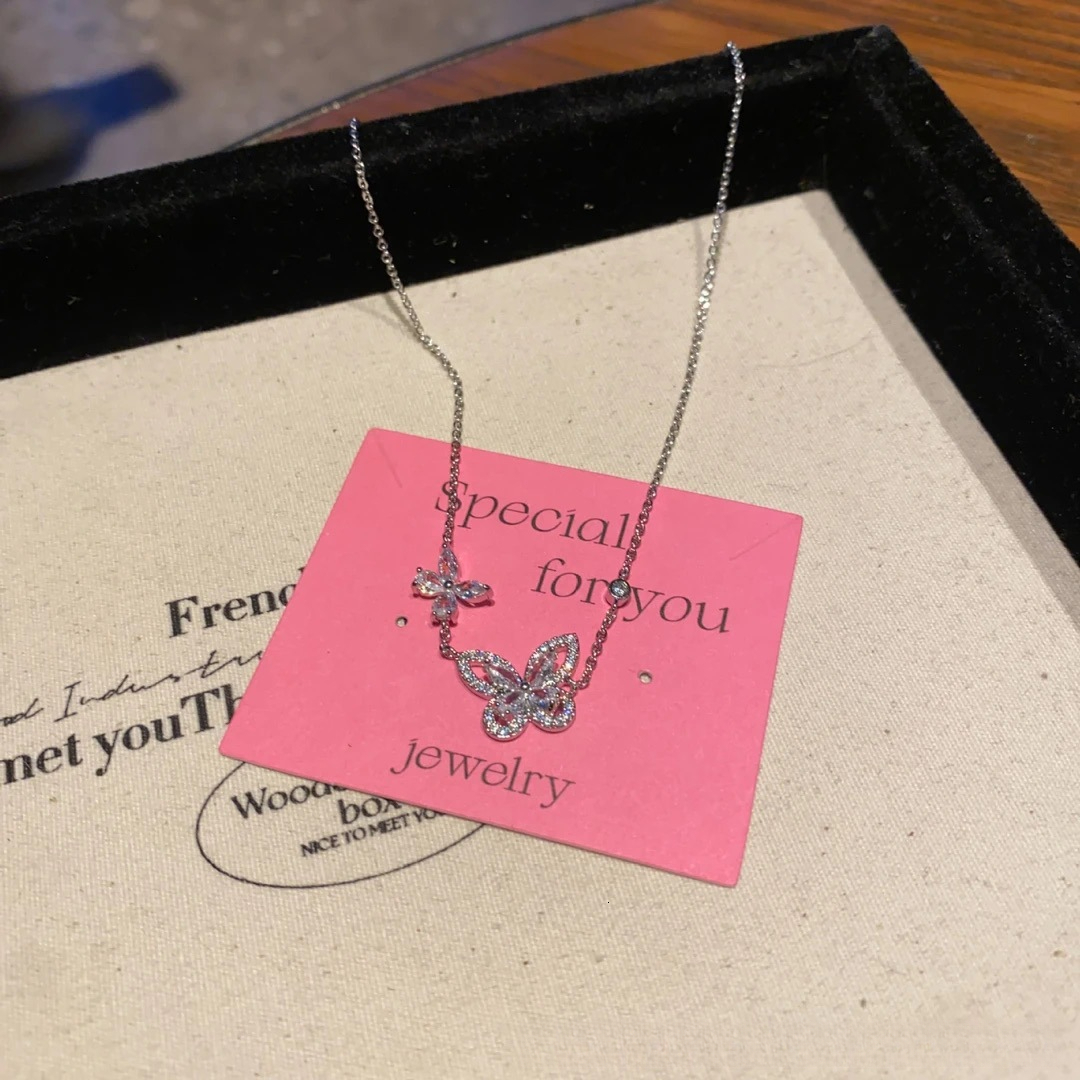 Necklace For Women Titanium Steel New Full Diamond Bow Simple Niche Ins Style Elegant Versatile Clavicle Chain - view 5