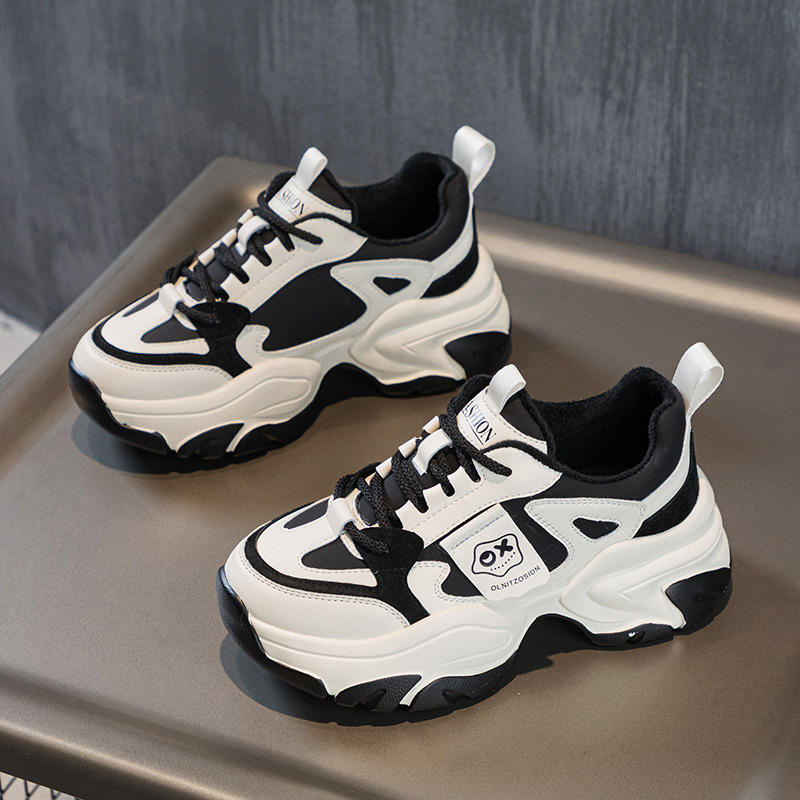 2026 Autumn Winter New Thick-Soled Height-Increasing Fleece-Lined Warm Genuine Leather Dad Women Casual Sports Student Shoes ddmykukumalu