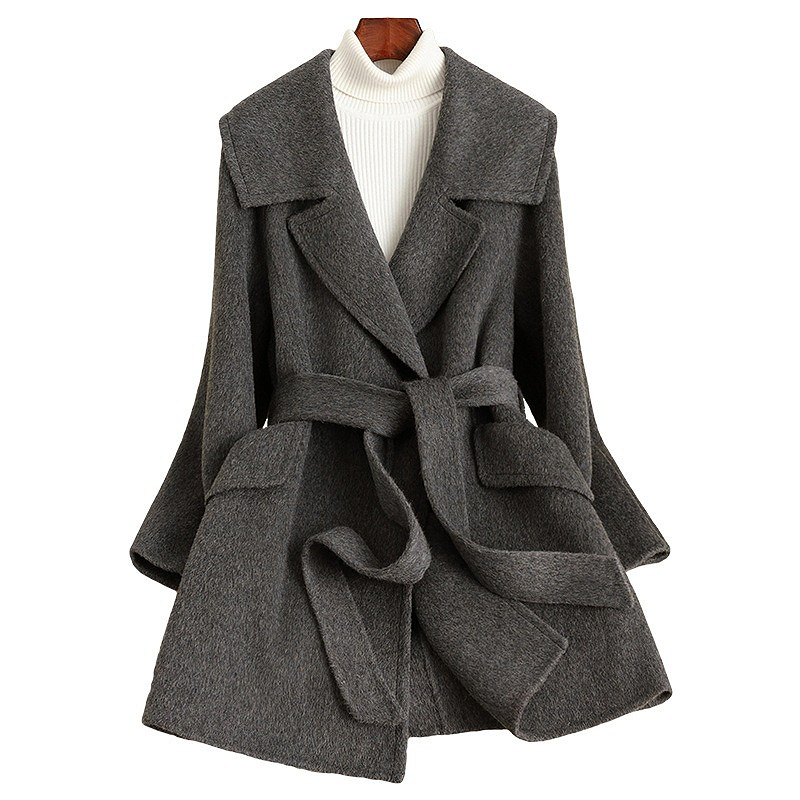 D3780 Nuovo Cappotto Slim In Lana Con Revers Stringato Autunno E Inverno