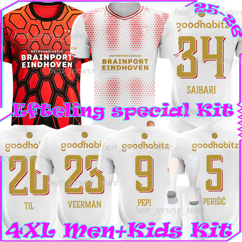 4XL 25/26 Eindhoven Efteling Soccer Jerseys Netherlands SAIBARI TIL PEPI MAN VEERMAN PERISIC DRIOUECH BAJRAKTAREVIC VAN BOMMEL men kids kit socks set football shirt