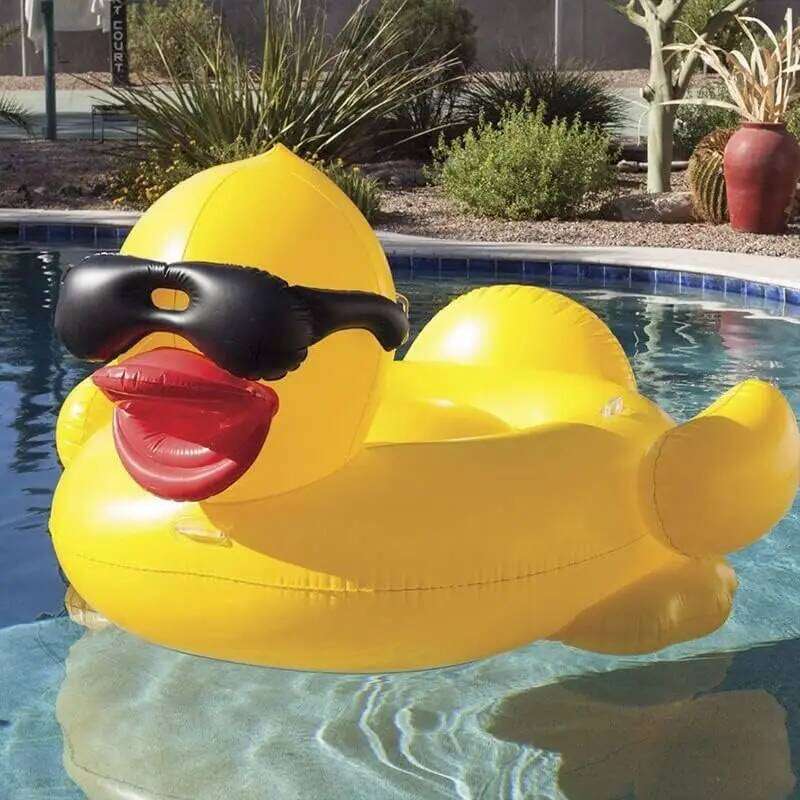 220cm inflatable yellow duck mattress swim pool floating island boat