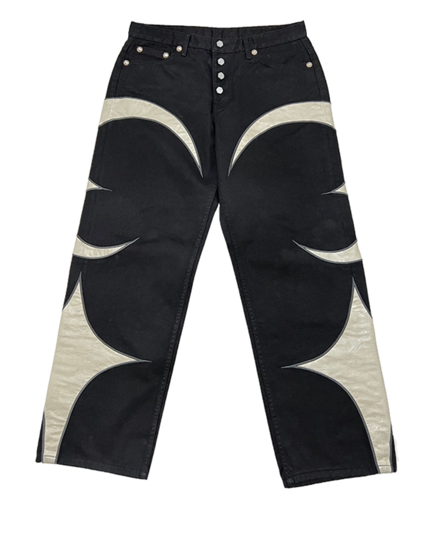 Men's Jeans Thug Club Pu Leaher Embroidery Patchwork Baggy Y2K Jeans Men's Streetwear Straight Oversized Denim Trousers Unisex Cargo Pants 2