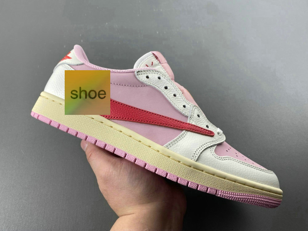1 Low OG Shy Pink Reverse Swoosh Casual Basketball Shoes for Men Women and Kids Leather Sneakers 1s Pink Red Swoosh Casual Shoes