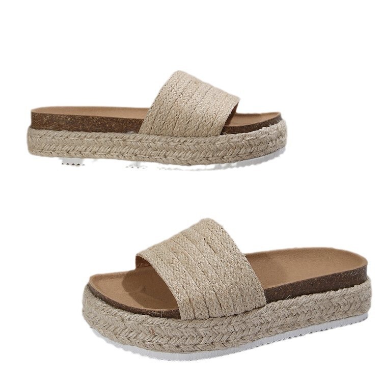 Plus Size European And American Style Platform Hemp Rope For Women Spring Summer New Slippers Fashion Thick Sole Sandals