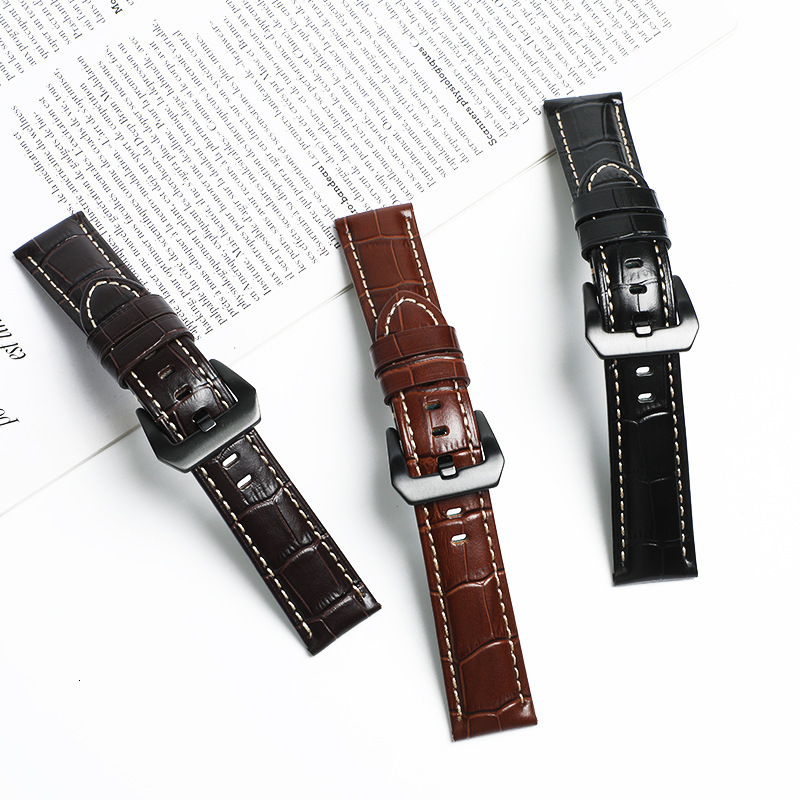 For Panerai 441 1085/1313/111 Cow Leather Watch Strap 22mm 24mm blue Men grain Watch Band cowhide Bracelet Accessories260206