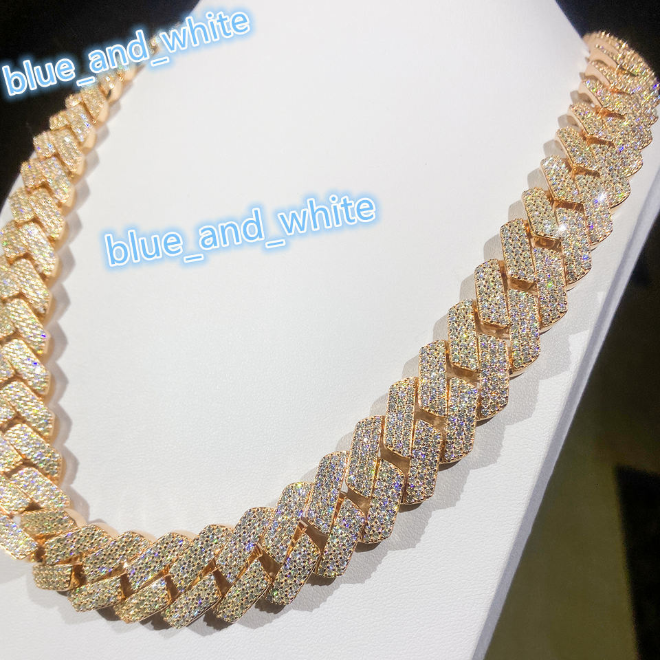 Custom Rapper Jewelry 18mm Gold Plated Miami Hip Hop Diamond Necklace 925 Silver VVS Moissanite Iced Unisex Cuban Link Chain