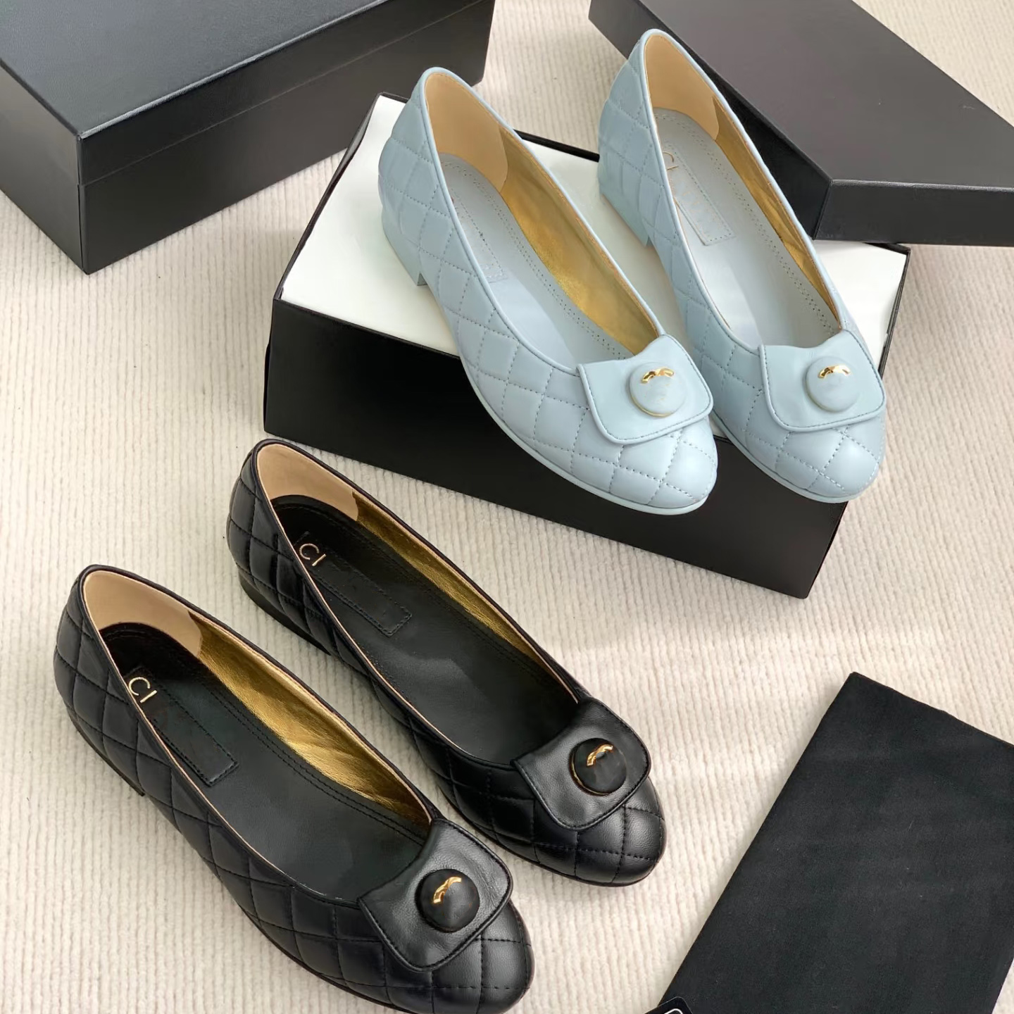 Paris designer Ballet Flats Shoes Women brands Quilted Genuine Leather Slip on Ballerina Round Toe Ladies Dress Shoes Zapatos De Mujer