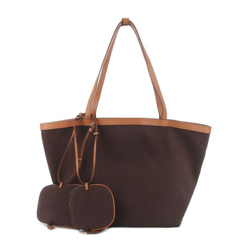 New Reversible Tote Bag Canvas Splice Cowhide Contrast Color Underarm Bucket Bag Large Capacity Commute Handbag Shoulder Bag For Women SENYY