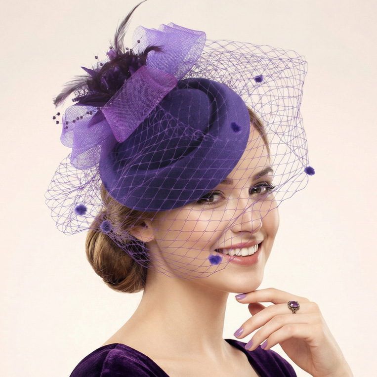 FS Leopard Fascinators Black Pillowcase Cap 100% Australian Wool Felt Wedding Cap Womens Elegant Bow Cocktail Fedoras 241011