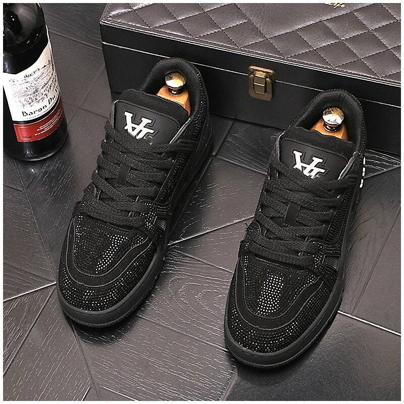 Men Rhinestone Color Block Skate Sneakers, Pink Brown Contrast Letter Embroidery Lace-up Casual Street Shoes