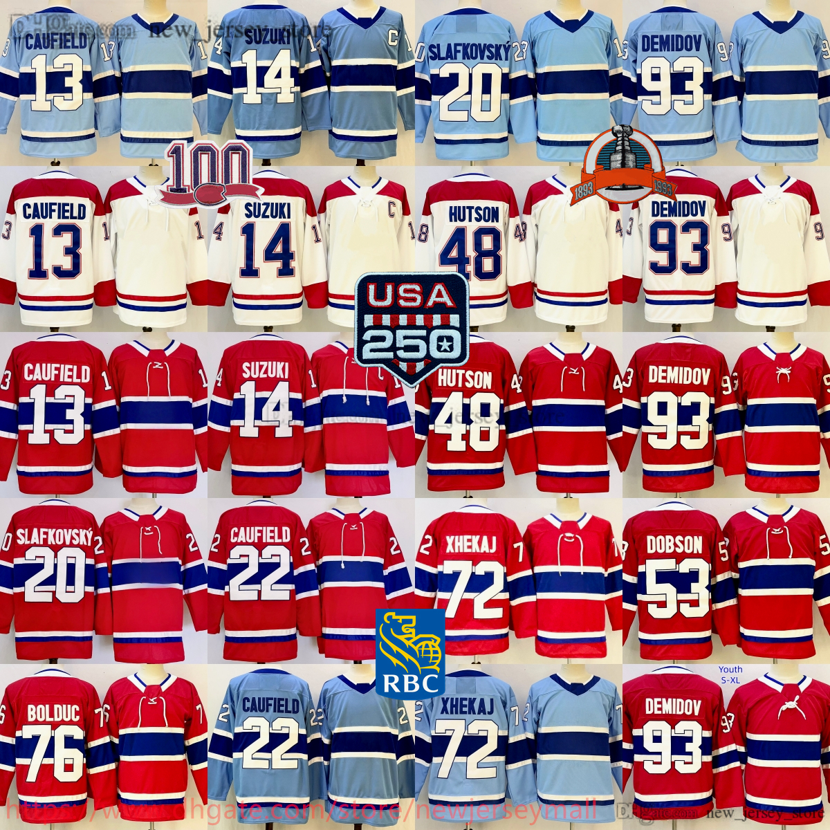 2026 Hockey 93 Ivan Demidov Jersey Embroidery 48 Lane Hutson 13 Cole Caufield 14 Nick Suzuki 72 Arber Xhekaj 76 Zack Bolduc Noah Dobson Juraj Slafkovsky Cole Caufield