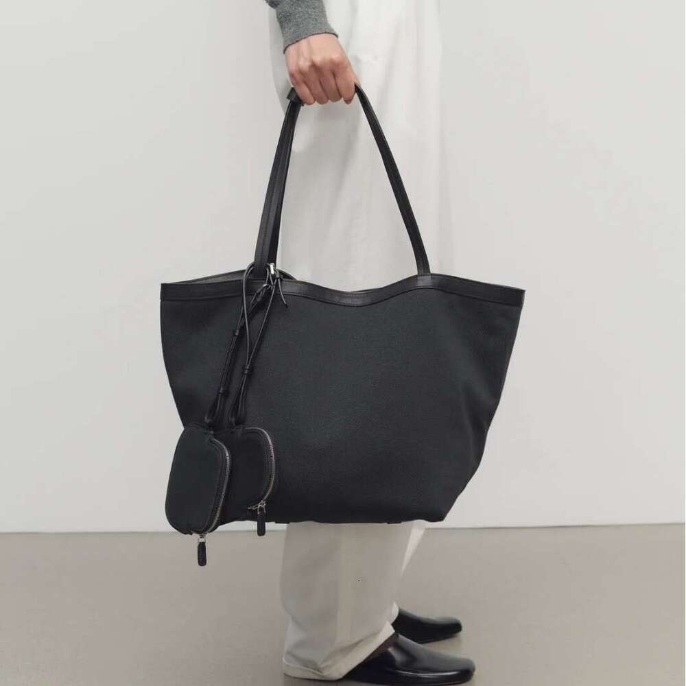 New Reversible Tote Bag Canvas Splice Cowhide Contrast Color Underarm Bucket Bag Large Capacity Commute Handbag Shoulder Bag For Women SENYY