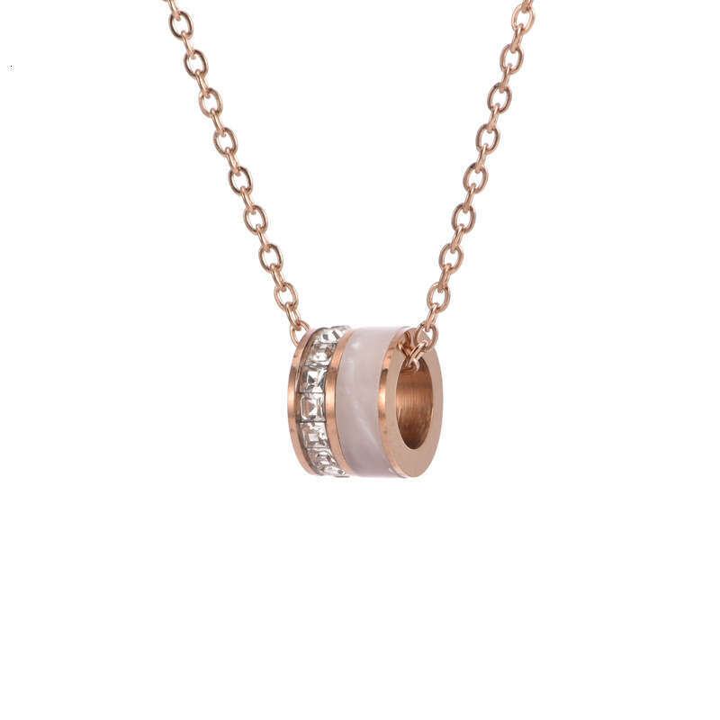 Trendy And Unique Pendant For Women Fashion Titanium Steel Inlaid With Diamonds Geometric Cylinder Cat's Eye Stone Small Waist Necklace