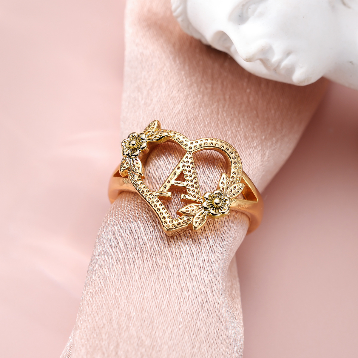 Qitian Gold Initials Heart Letter Ring For Women Fashion Hip Hop Jewelry Personalized Adjustable Letter Rings Mothers Day Gifts 251217