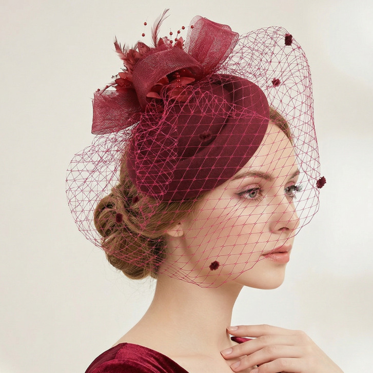 FS Leopard Fascinators Black Pillowcase Cap 100% Australian Wool Felt Wedding Cap Womens Elegant Bow Cocktail Fedoras 241011