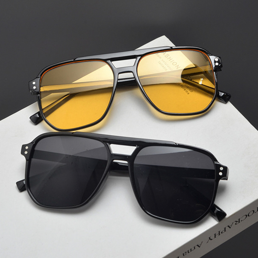 Luxury Brand Designer Womens New Square Sunglasses UV Protection Retro Gradient Lens Double Bridge Pilot Sunglasses Rivet Decor Stylish Durable Premiu