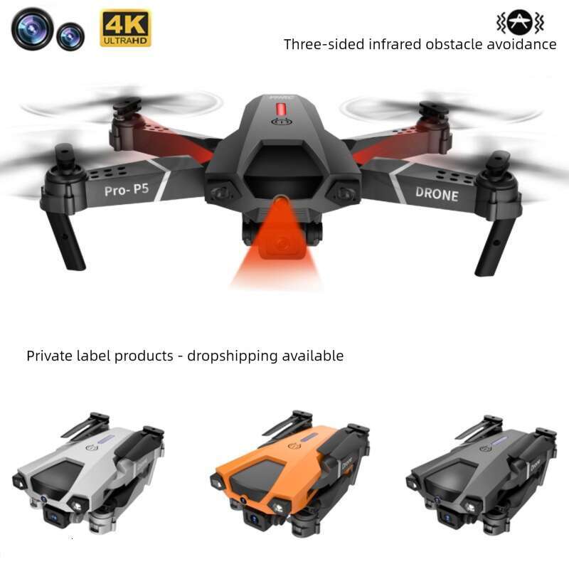 P5 Foldable RC Drone 4K HD Dual Camera Obstacle Avoidance WiFi FPV Optical Flow Long Endurance Aerial Photography Toy CKS