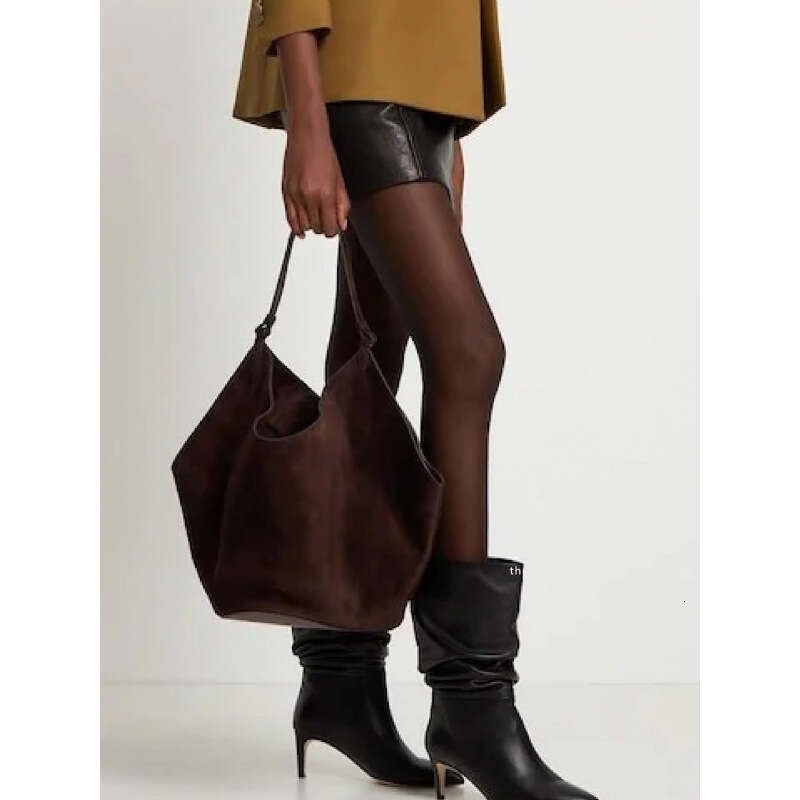 Khaite New Handbag, Frosted Cowhide Suede Dumpling Bucket Bag, Single-Shoulder Large-Capacity Tote Bag Kl928