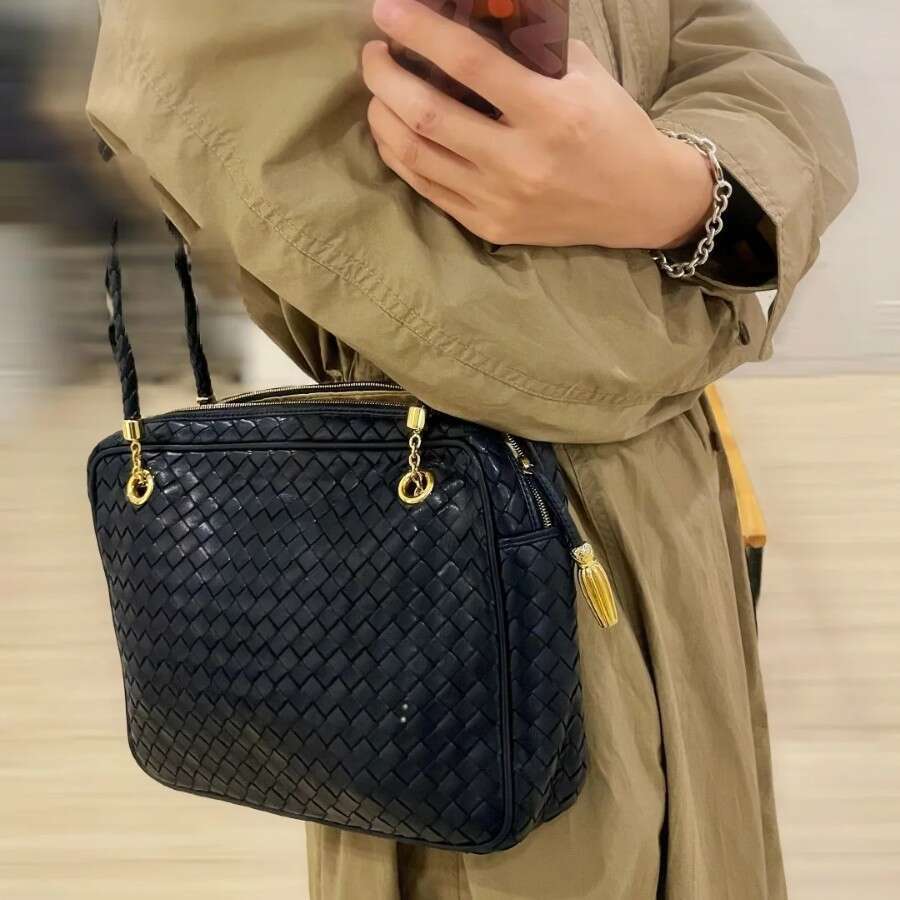 New Woven Shoulder Bag Double Layer Sheepskin Leather Vintage Luxury Arc Shape Elegant Handbag Advanced Tofu Bag For Women SENYY