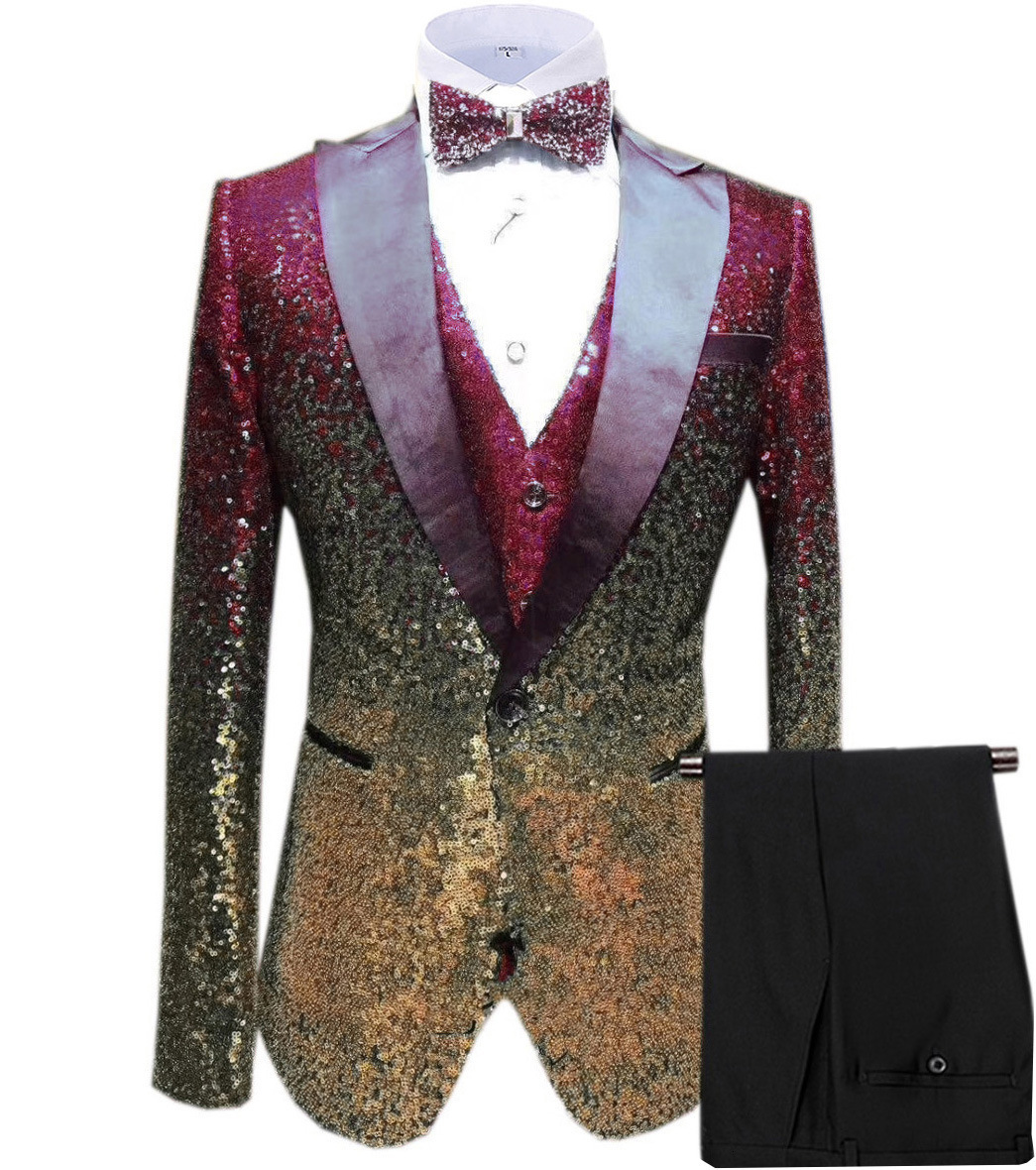 Emerald Green Men Suits For Wedding Appliques Beading Groom Tuxedos 2 Pieces Jacket Pants Prom Blazers Customized 250820