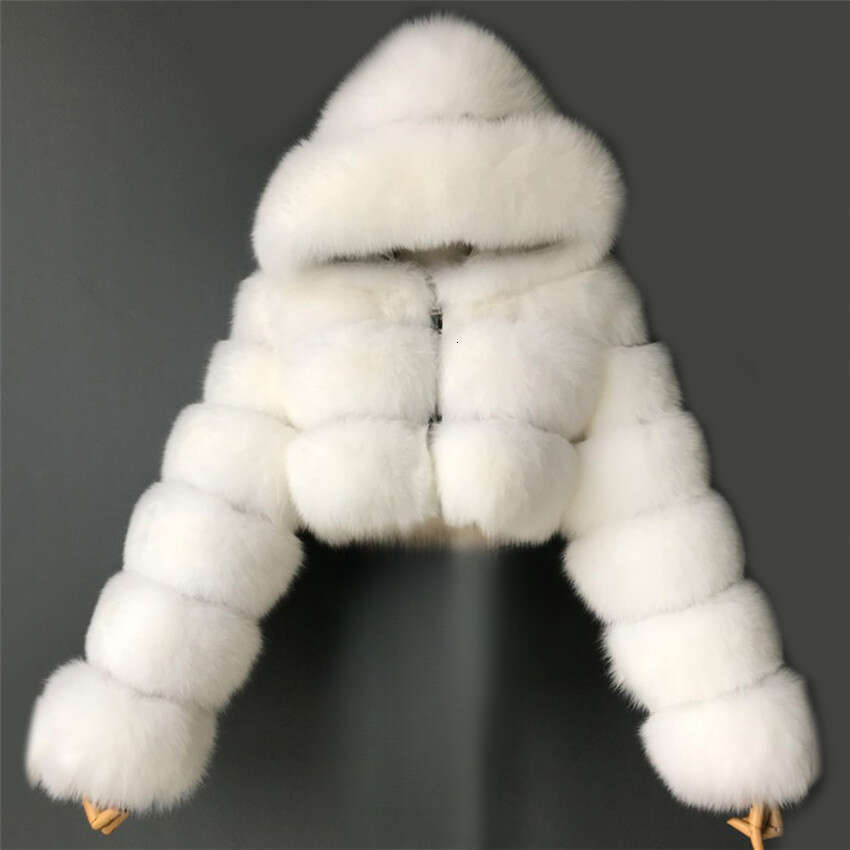 Women Faux Fox Fur Coat Short Hooded Colorful Warm Plus Size Winter Fashion Thick Outwear Cross Border Hot Seller MAKOUFEI