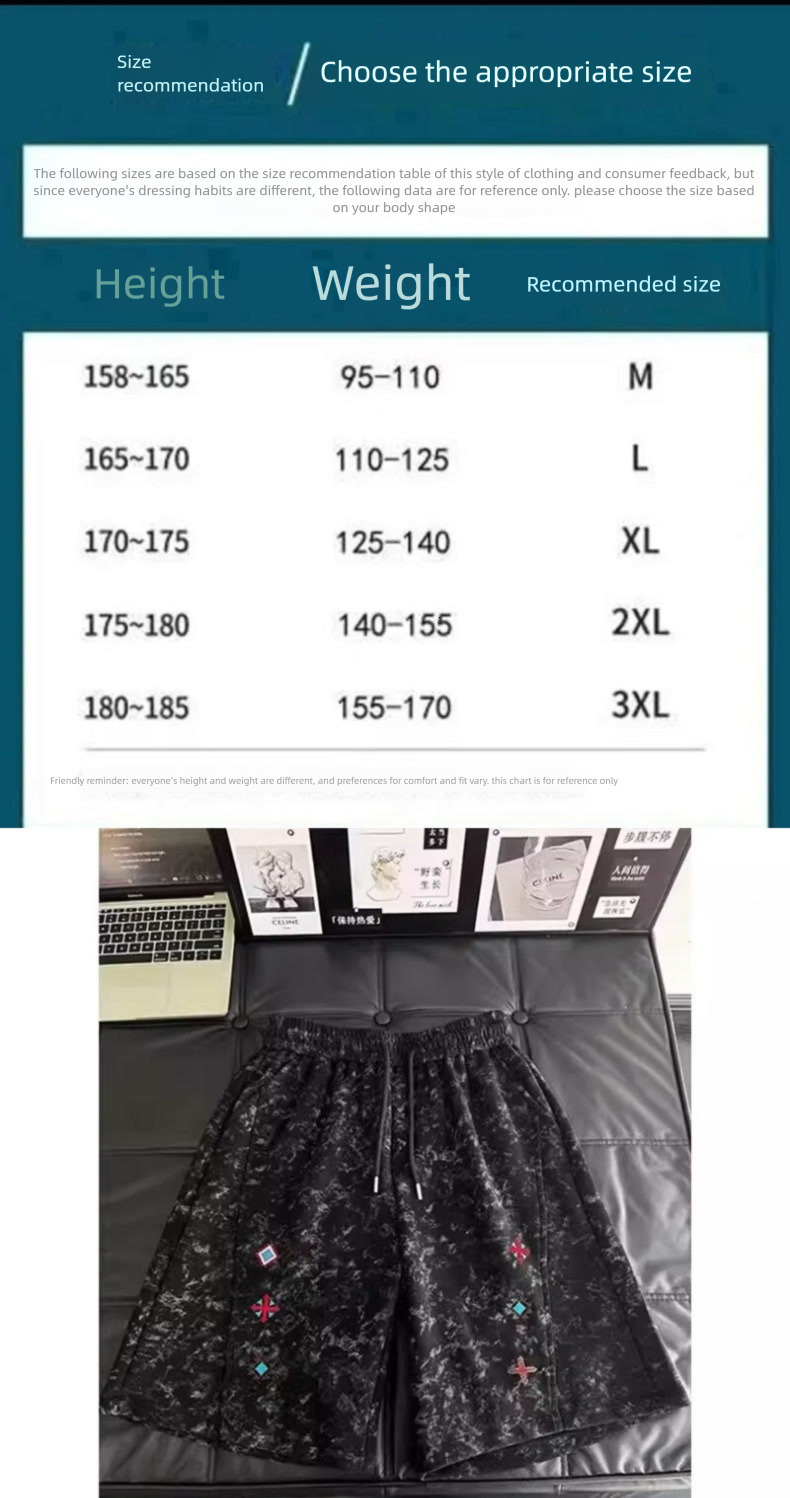 Designer Luxury Cross-border Foreign Trade Tie-dye Embroidered Shorts For Men Summer Trendy Brand, Niche Design Loose-fitting Casual Beach Shorts