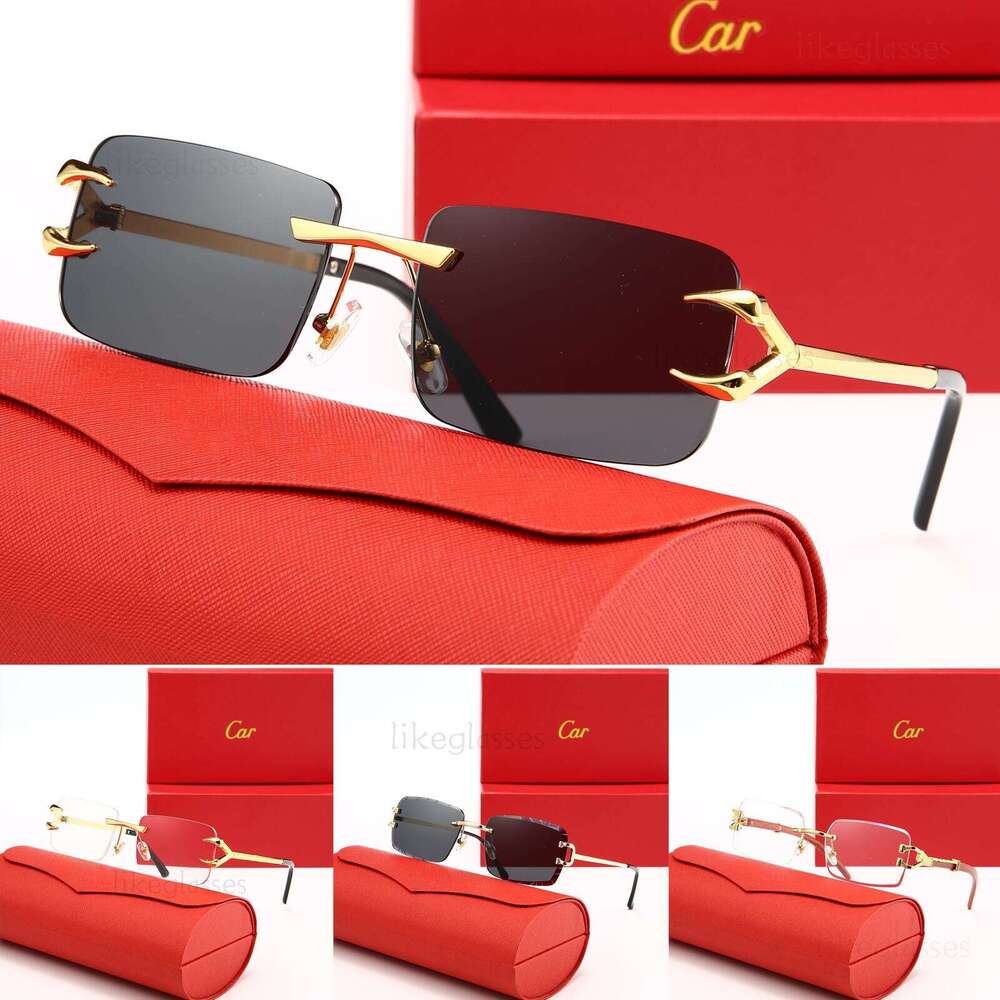 2026 Designer Rimless Cut Edge Sunglasses for Men Women Luxury Metal Frame UV400 Polarized Fashion Eyewear with box