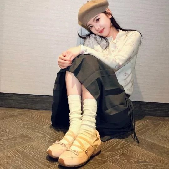 Zhangruonan Celebrity-Inspired Soft Bottom Hidden Wedge Sneaker Ballet Mary Jane Shoes Women 2026 Spring Casual Low-Cut Flats Fashion Trainers