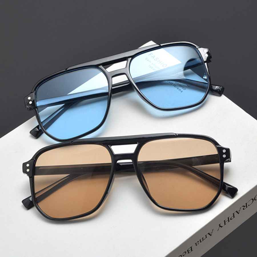 Luxury Brand Designer Womens New Square Sunglasses UV Protection Retro Gradient Lens Double Bridge Pilot Sunglasses Rivet Decor Stylish Durable Premiu