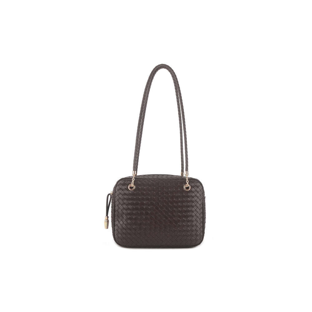 New Woven Shoulder Bag Double Layer Sheepskin Leather Vintage Luxury Arc Shape Elegant Handbag Advanced Tofu Bag For Women SENYY