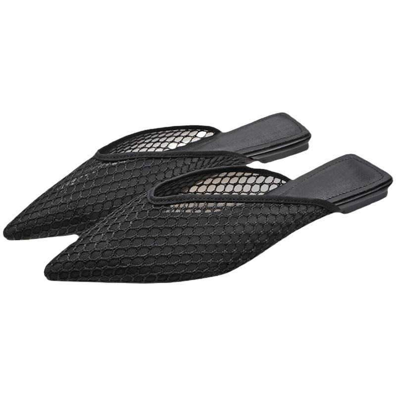 Summer New Trendy Pointed Flat Sandals Lazy Half Fairy Style Closed Toe Mules Women's Slippers