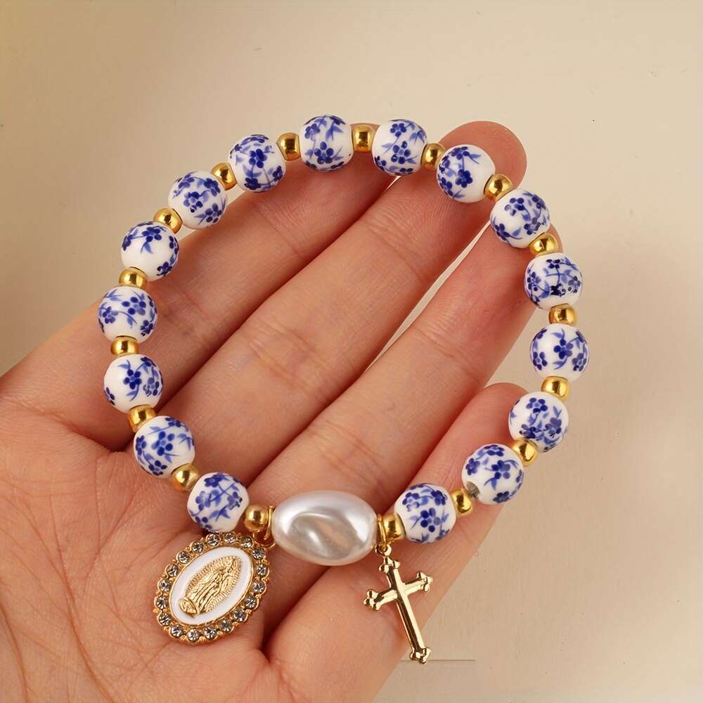 (Handmade, The Pattern And Shape May Vary) Cross Bralets For Women Men What Would Jesus Do Ramics Beads Bangles Faith Christian Bralts Spring Summer L