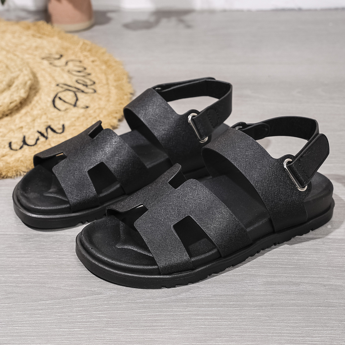 Classic Thick Bottom Sandals for Women 2026 New Summer One Word Magic Casual Sandals for Women Soft Bottom