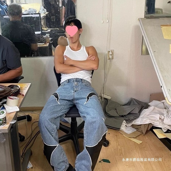 Men's Jeans Thug Club Pu Leaher Embroidery Patchwork Baggy Y2K Jeans Men's Streetwear Straight Oversized Denim Trousers Unisex Cargo Pants 2