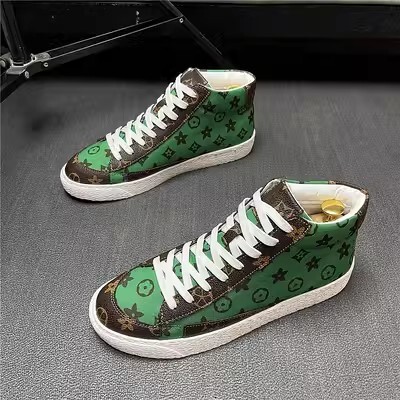 High-top Sneakers Fashion Print Casual Shoes Trendy Casual Sports Sneakers Autumn Winter New Fashion Versatile Youth Lace-Up High-Top