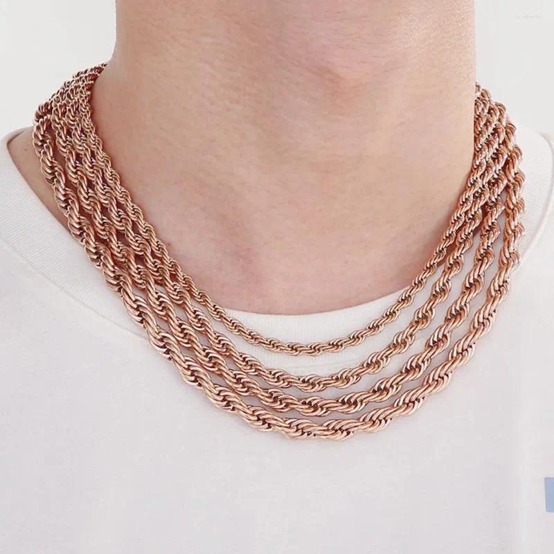 Chains 2/2.4/3/4/5/6/7/8mm Wide Rope Chain Necklace Stainless Steel Choker Men Women Jewelry Rose Gold Color