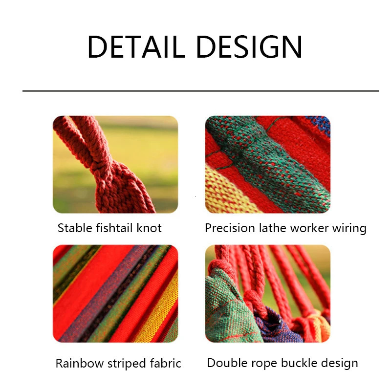 Outdoor Thickened Canvas Hammock Camping Swing Net Hed Anti Rollover Striped Hanging Chair 260418