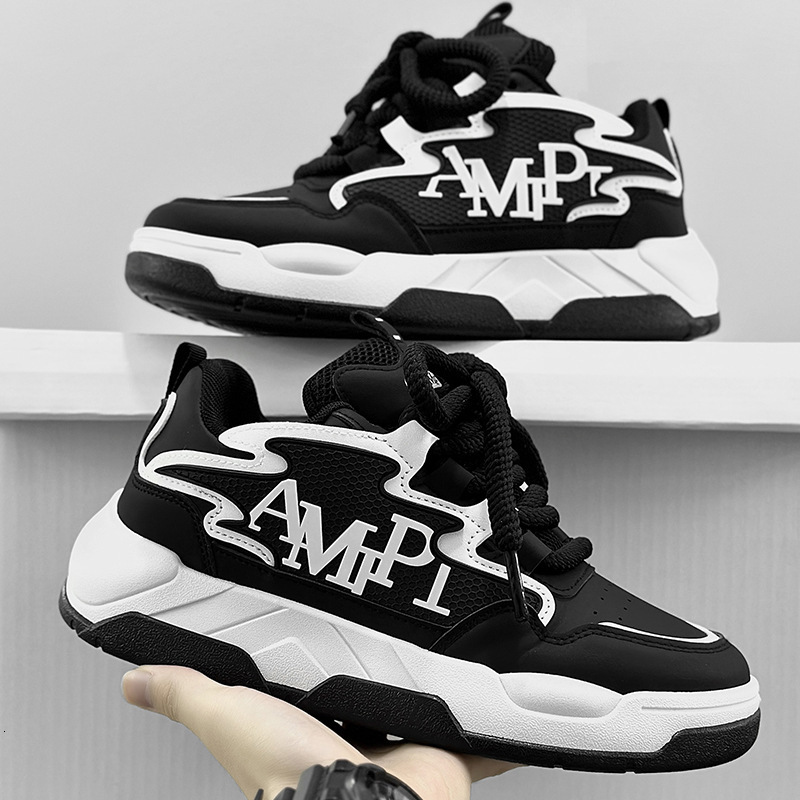 Men's New Versatile Sports Casual Sneakers Hot Trend Shoes Black and White Chunky Sneakers Trendy Letter Print Casual Dad Shoes