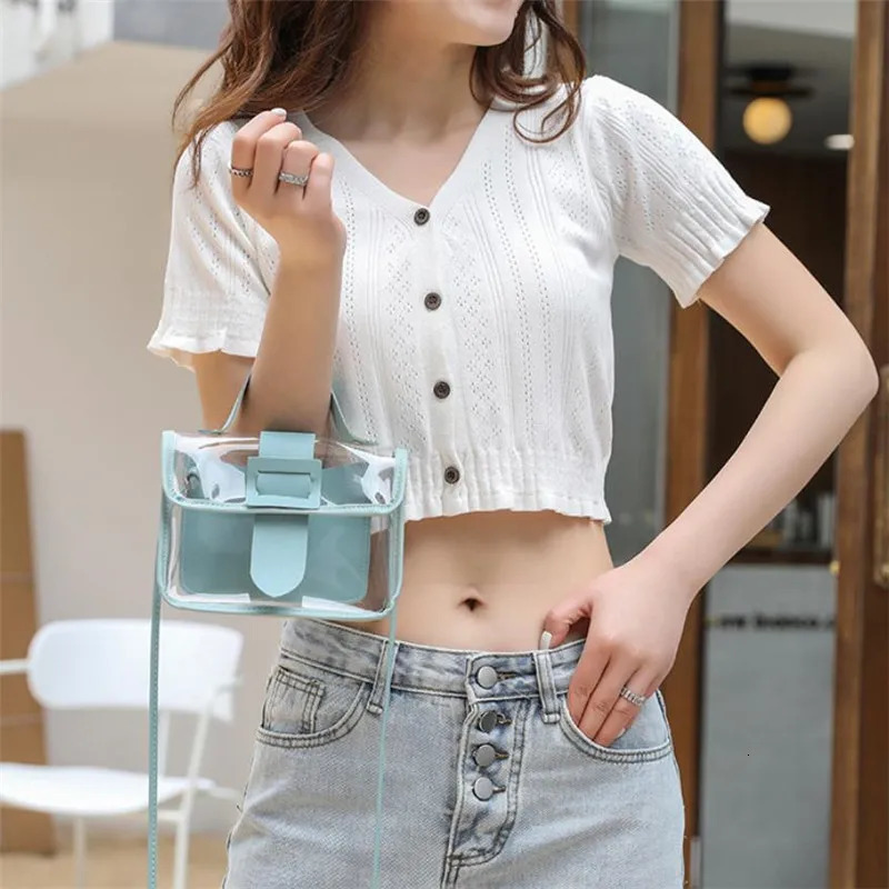 Transparent PVC Jelly Bag Summer Explosions Shoulder Phone Coin Purse Lipstick Tissue Mini Tote BagSuitable for Daily Use 260420BJ - view 6