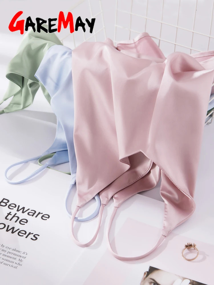 Spaghetti Strap Top Women Halter V Neck Basic White Cami Sleeveless Satin Silk Tank Tops WomenS Summer Camisole 260418