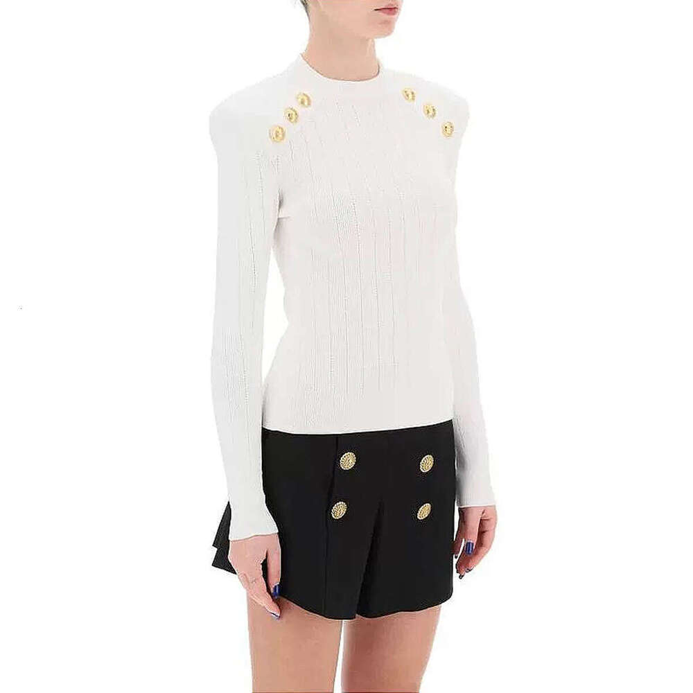 Spring and Autumn New Designer High Quality Classic Multi functional Wool Blended Knitted Black Round Neck A12 Women's Sweater