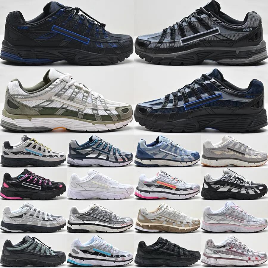 Top P6000 Running Shoes For Men Women 6000 Designer Trainers Metallic Silver Light Bone Laser Fuchsia Triple Black Burgundy Outdoor Sneakers Size 36-45