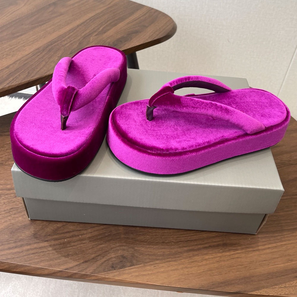 Womens Jet Lag Thong in Purple designer sandals 26 Collection velvet sandals Rounded Toe Luxury Thong Sandal High Quality New Casual Flip Flops Sandals size 35 42