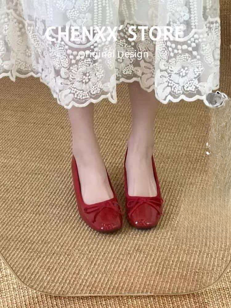 Designer Vintage Butterfly-knot Women Mary Jane Fashion Slip On Party Dress Female Elegant Low Heel Shoes ddmysaturn