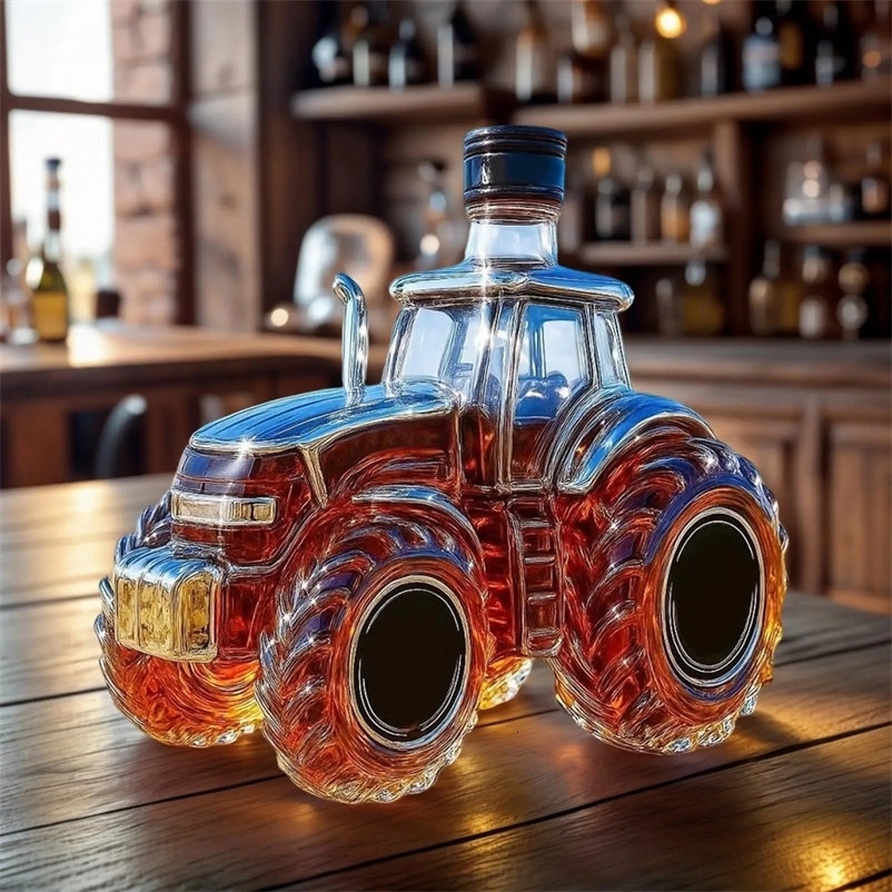 Tractor Shaped Whiskey Bottle Whiskey Awakener Bottle Novelty Glass Whiskey Hanger Creative Car Themed Empty Wine Glass Bottle 260408BJ