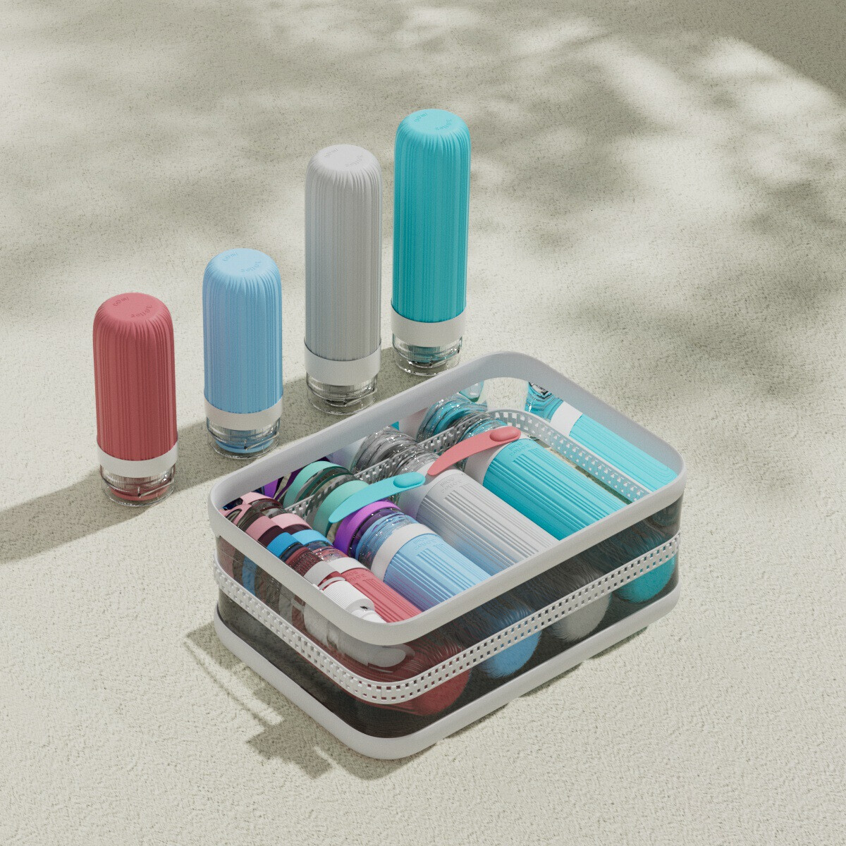 New set of silicone split bottle shampoo and shower gel storage bottle portable travel sample